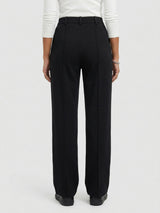 Women Trouser Straight Fit Black High Rise