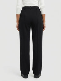 Women Trouser Straight Fit Black High Rise