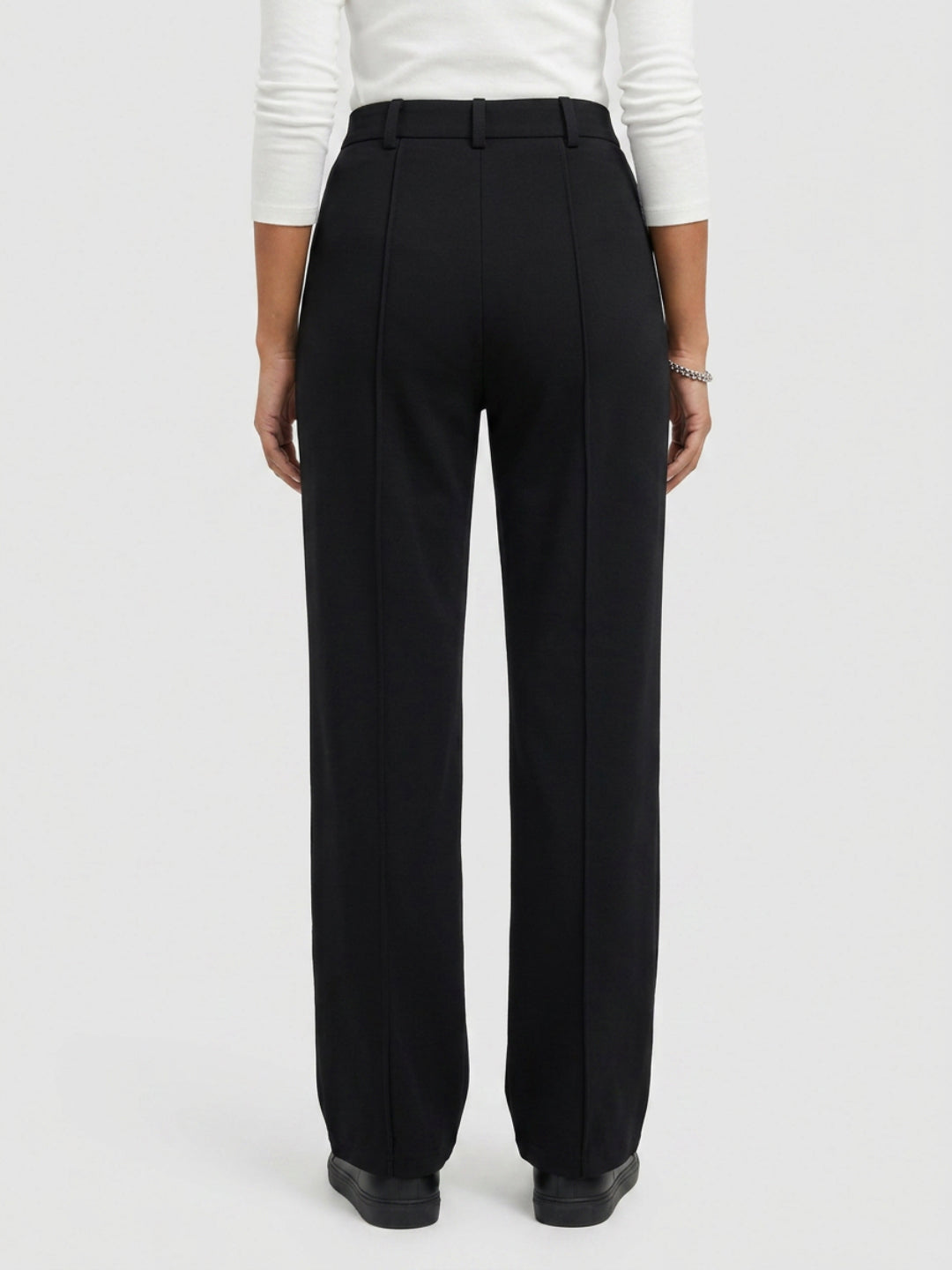 Women Trouser Straight Fit Black High Rise
