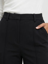 Women Trouser Straight Fit Black High Rise