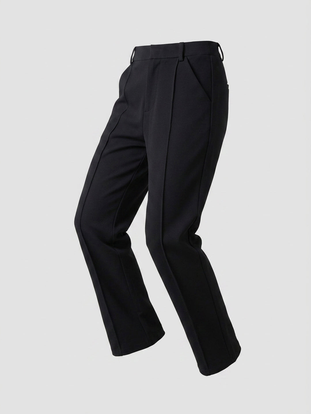 Women Trouser Straight Fit Black High Rise