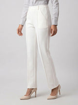 Women Trouser Straight Fit Off-White High Rise
