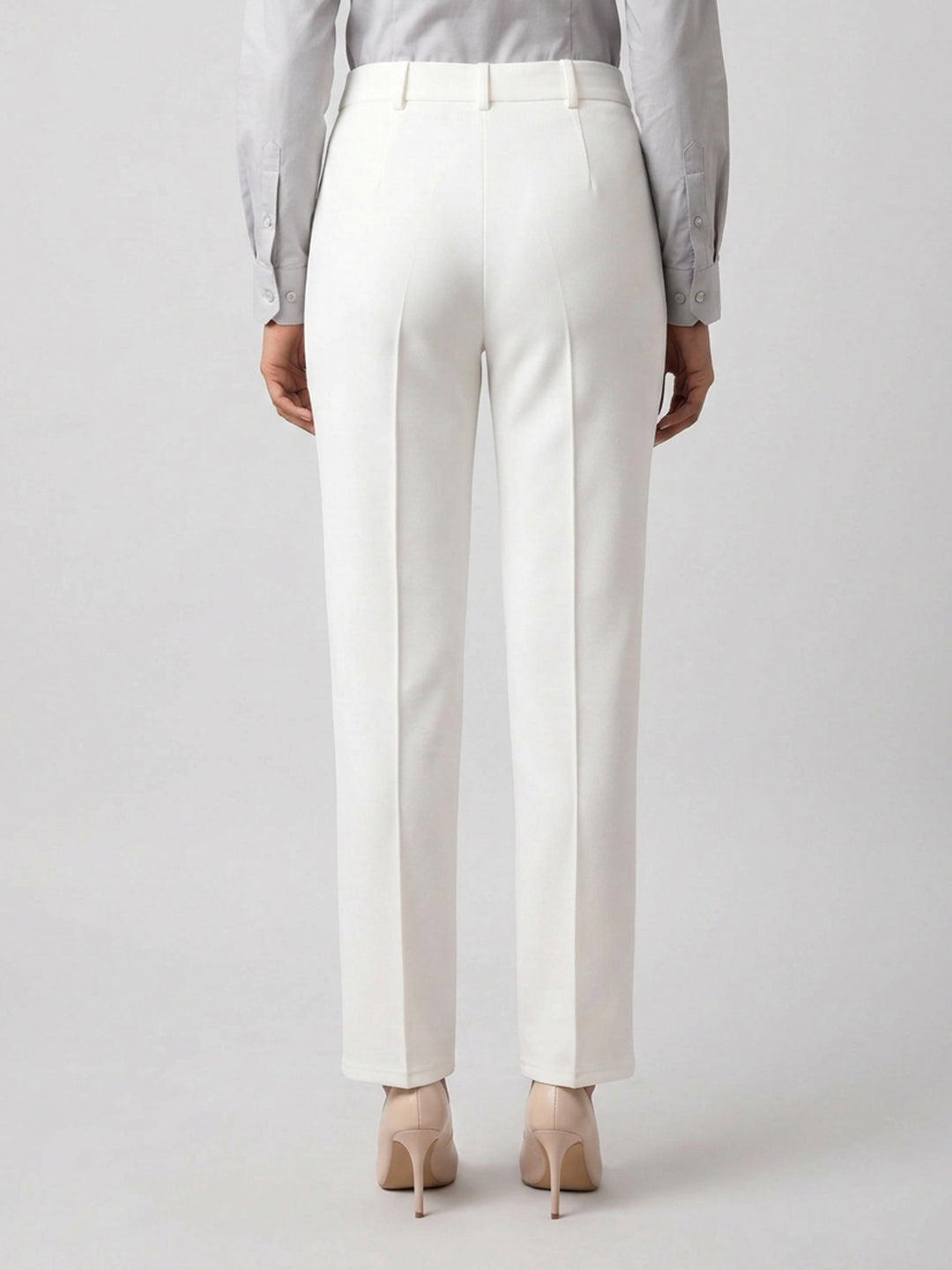 Women Trouser Straight Fit Off-White High Rise