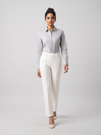 Women Trouser Straight Fit Off-White High Rise