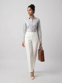 Women Trouser Straight Fit Off-White High Rise