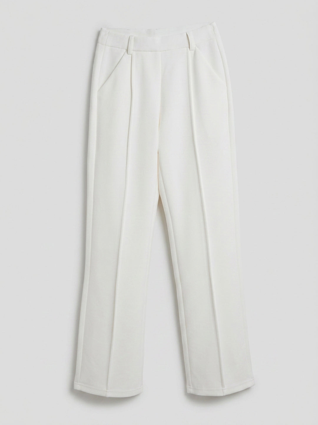 Women Trouser Straight Fit Off-White High Rise