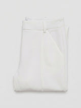 Women Trouser Straight Fit Off-White High Rise