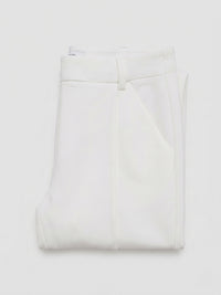 Women Trouser Straight Fit Off-White High Rise