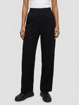 Women Trouser Straight Fit Black High Rise