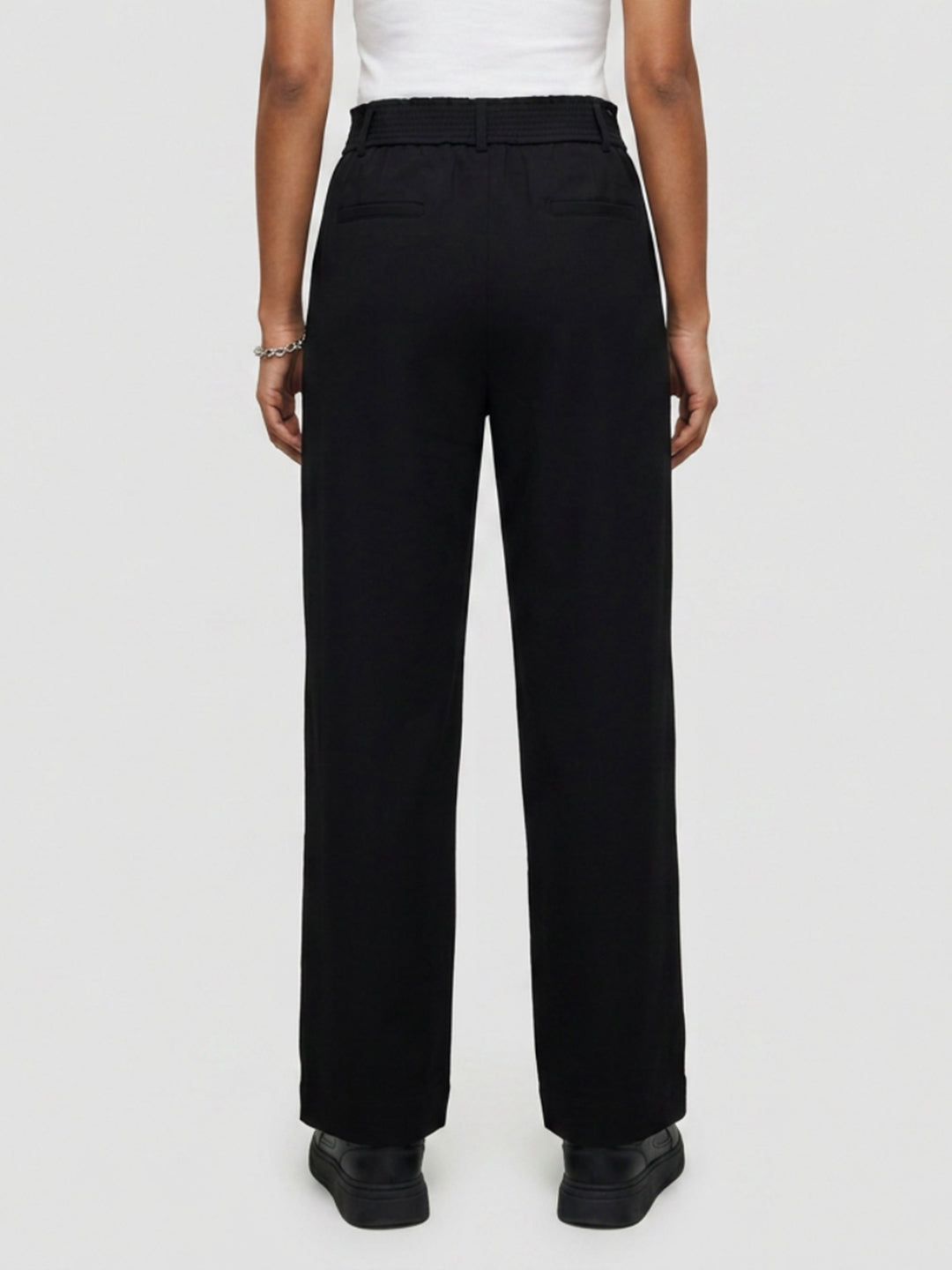 Women Trouser Straight Fit Black High Rise