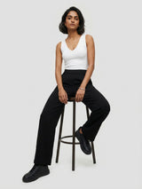 Women Trouser Straight Fit Black High Rise