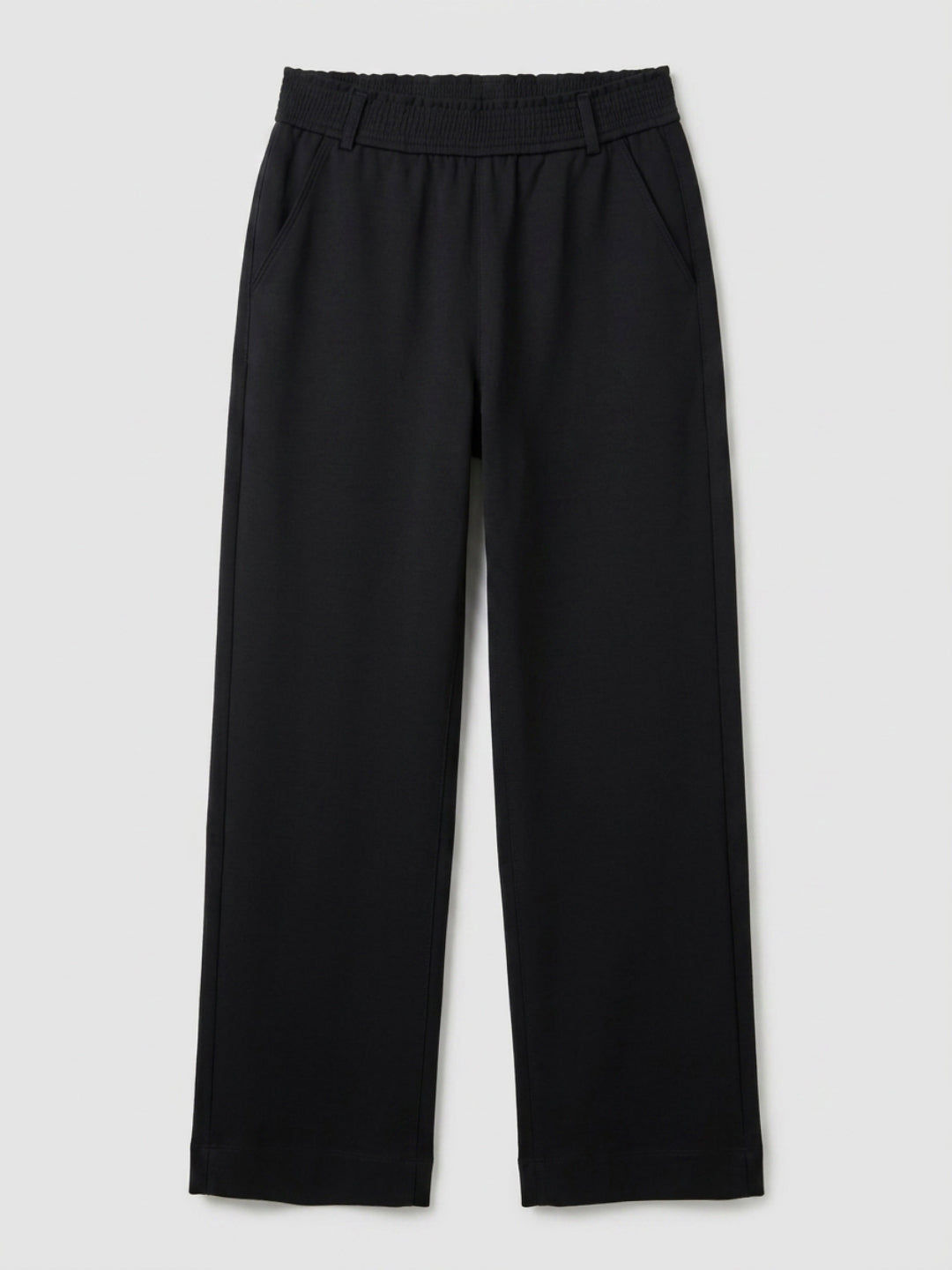Women Trouser Straight Fit Black High Rise