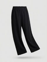 Women Trouser Straight Fit Black High Rise