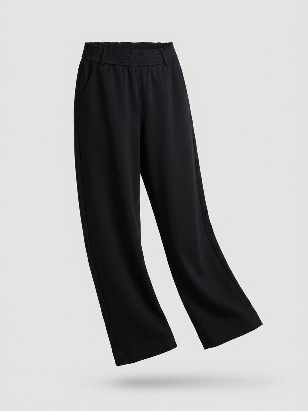 Women Trouser Straight Fit Black High Rise