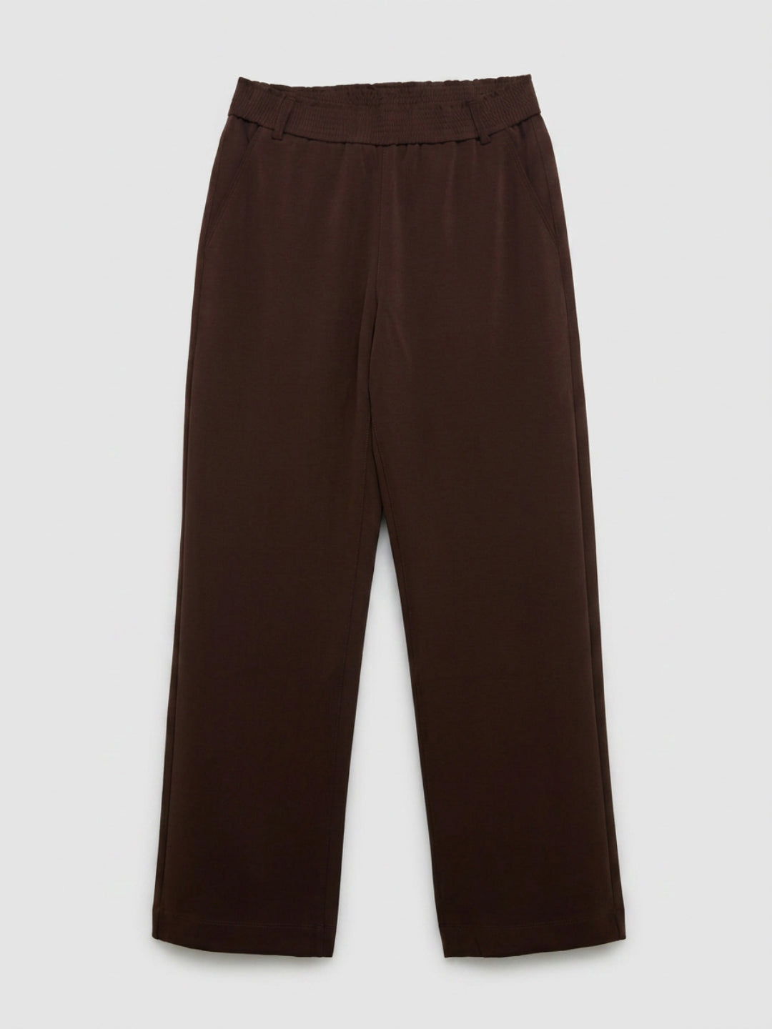 Women Trouser Straight Fit Brown High Rise