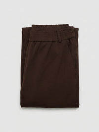 Women Trouser Straight Fit Brown High Rise