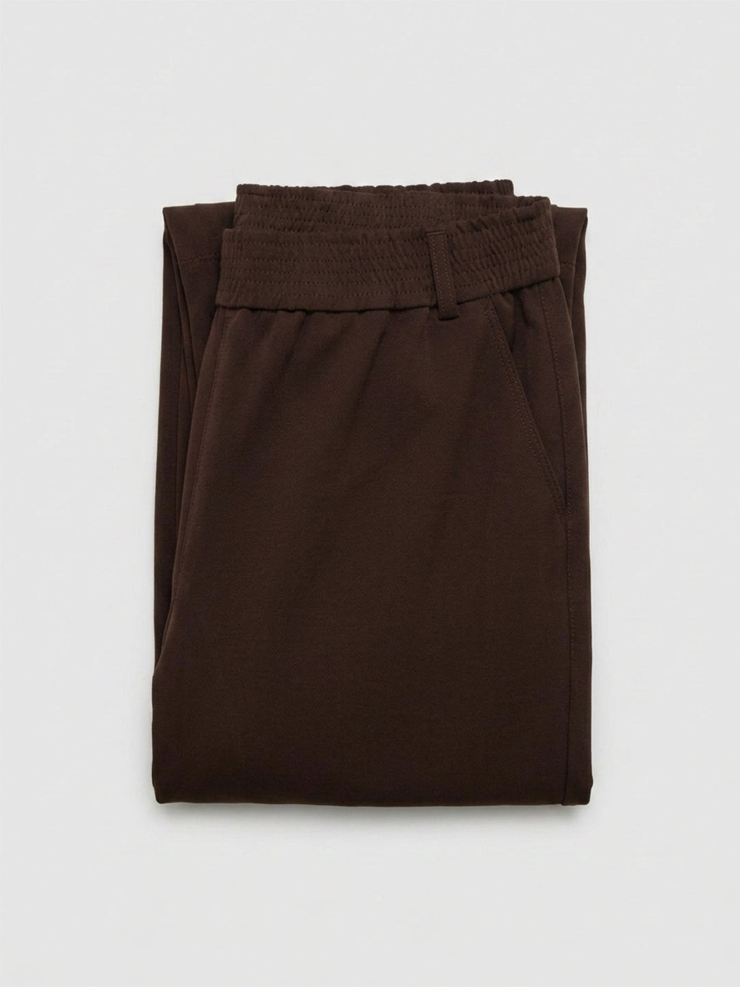Women Trouser Straight Fit Brown High Rise