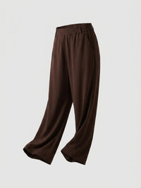 Women Trouser Straight Fit Brown High Rise