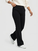 Women Trouser Boot Cut Fit Black High Rise