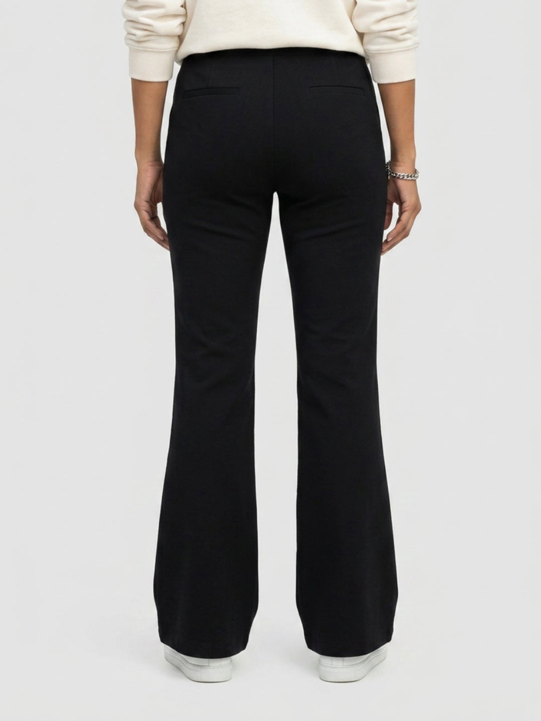 Women Trouser Boot Cut Fit Black High Rise