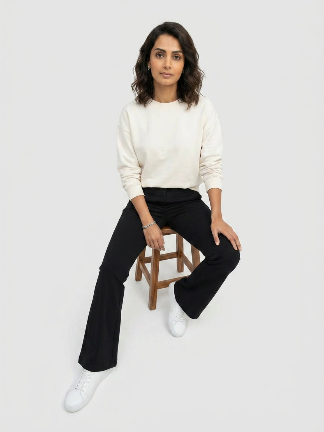 Women Trouser Boot Cut Fit Black High Rise