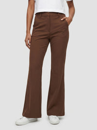 Women Trouser Boot Cut Fit Brown High Rise