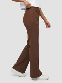 Women Trouser Boot Cut Fit Brown High Rise