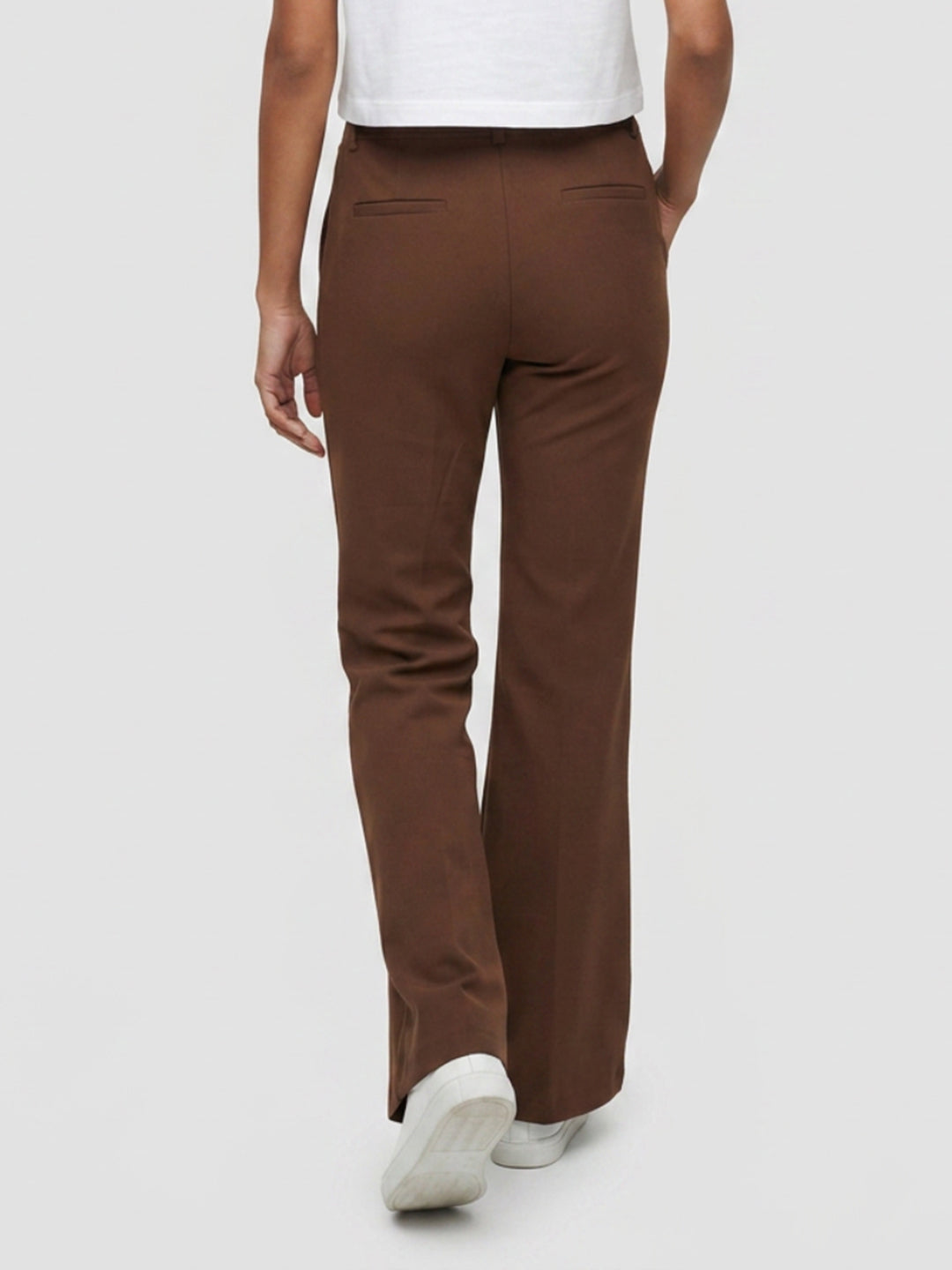 Women Trouser Boot Cut Fit Brown High Rise