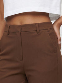 Women Trouser Boot Cut Fit Brown High Rise