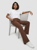 Women Trouser Boot Cut Fit Brown High Rise