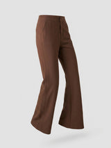 Women Trouser Boot Cut Fit Brown High Rise