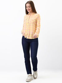 Women Shirt Check Yellow Regular Fit