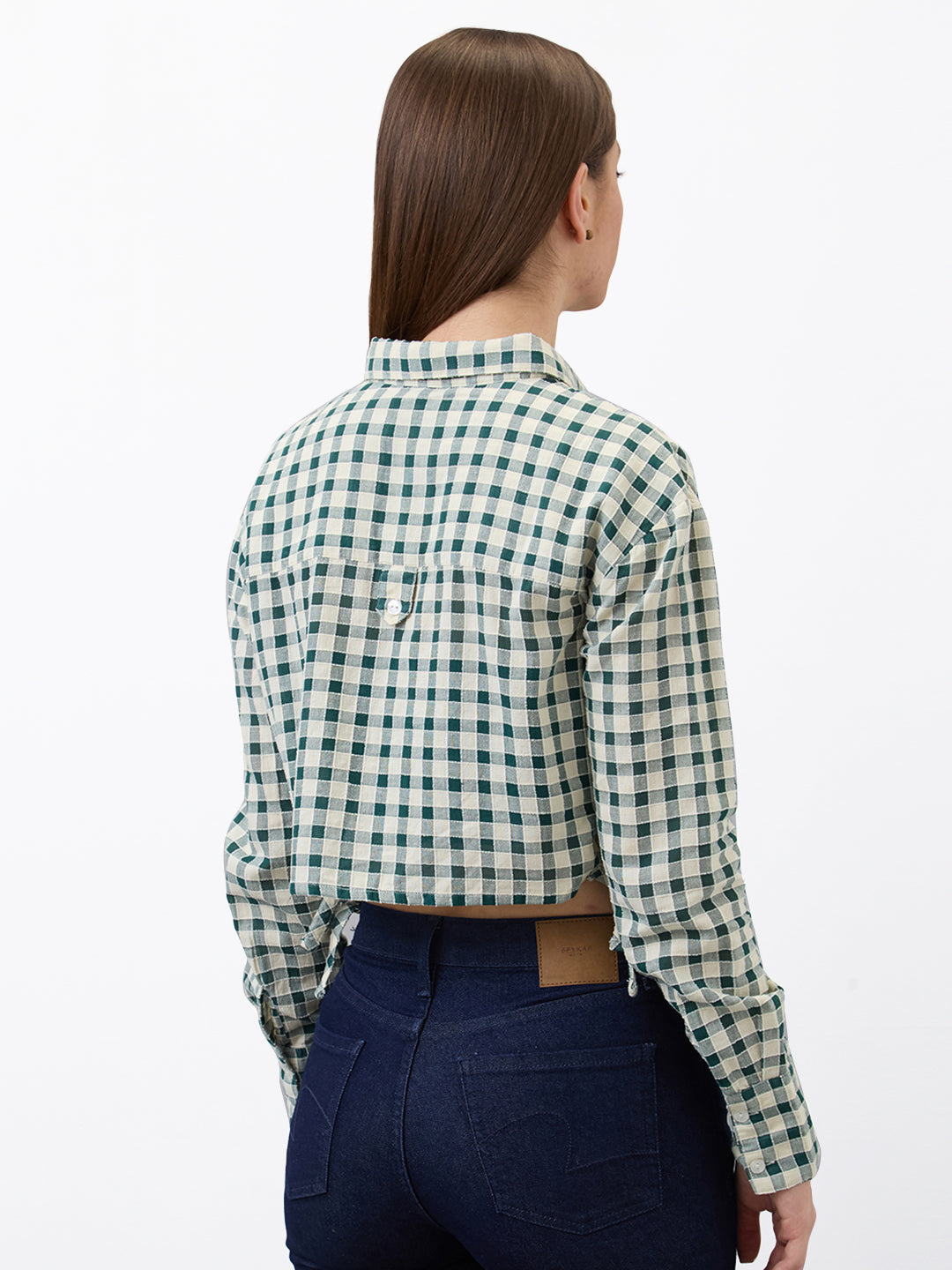 Spykar Green Regular Fit Checkered Full Sleeve Shirt For Women