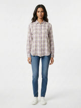 Women Shirt Check Purple Regular Fit