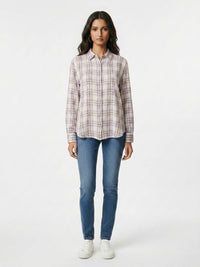 Women Shirt Check Purple Regular Fit