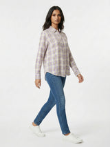 Women Shirt Check Purple Regular Fit