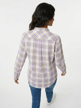 Women Shirt Check Purple Regular Fit