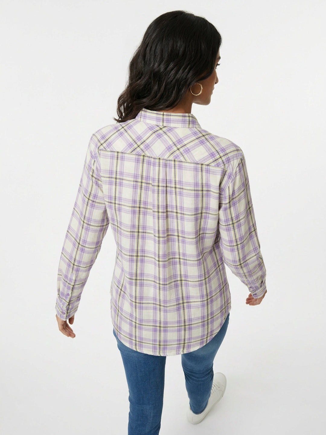 Women Shirt Check Purple Regular Fit