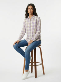 Women Shirt Check Purple Regular Fit