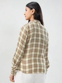 Women Shirt Check Green Regular Fit