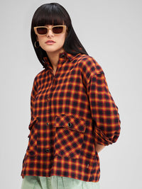 Women Shirt Check Yellow Boxy Fit