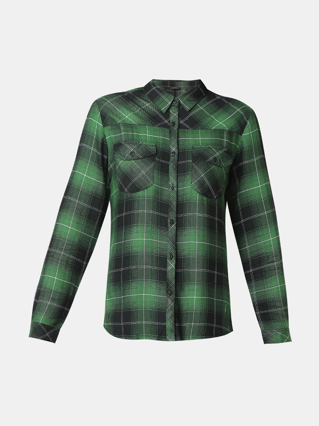 Women Shirt Check Green Regular Fit