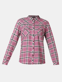 Women Shirt Check Pink Regular Fit