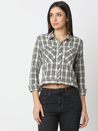 Women Shirt Beige Boxy Fit