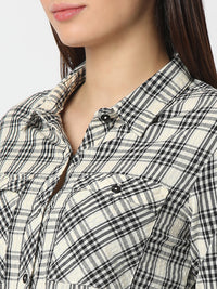 Women Shirt Beige Boxy Fit