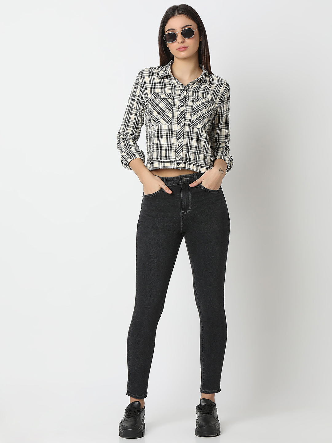 Women Shirt Beige Boxy Fit