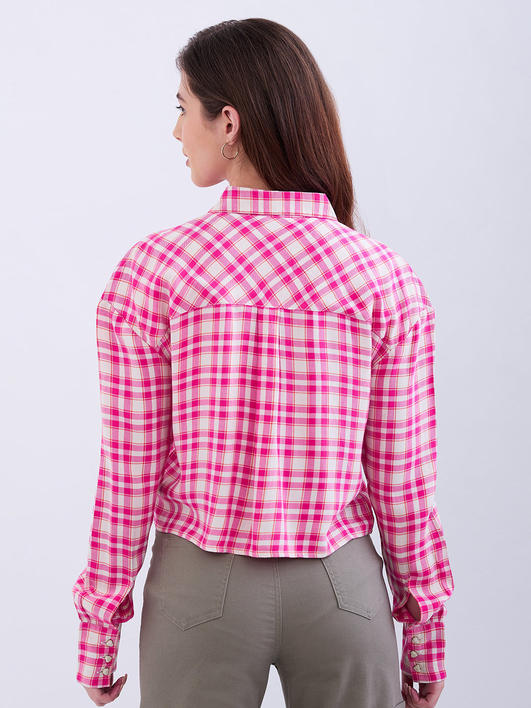 Spykar Luminous Pink Loose Fit Casual Shirts For Women
