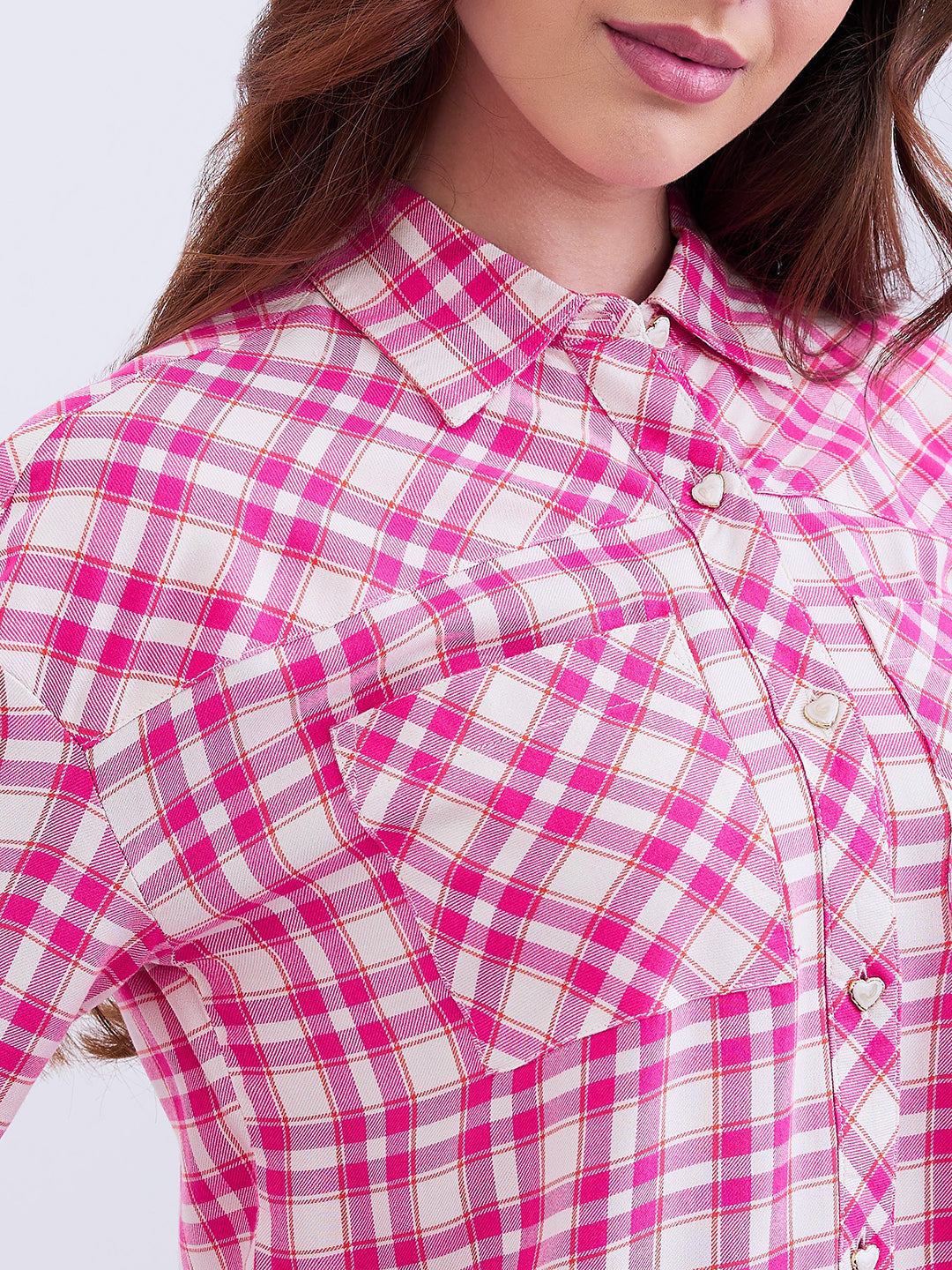 Spykar Luminous Pink Loose Fit Casual Shirts For Women