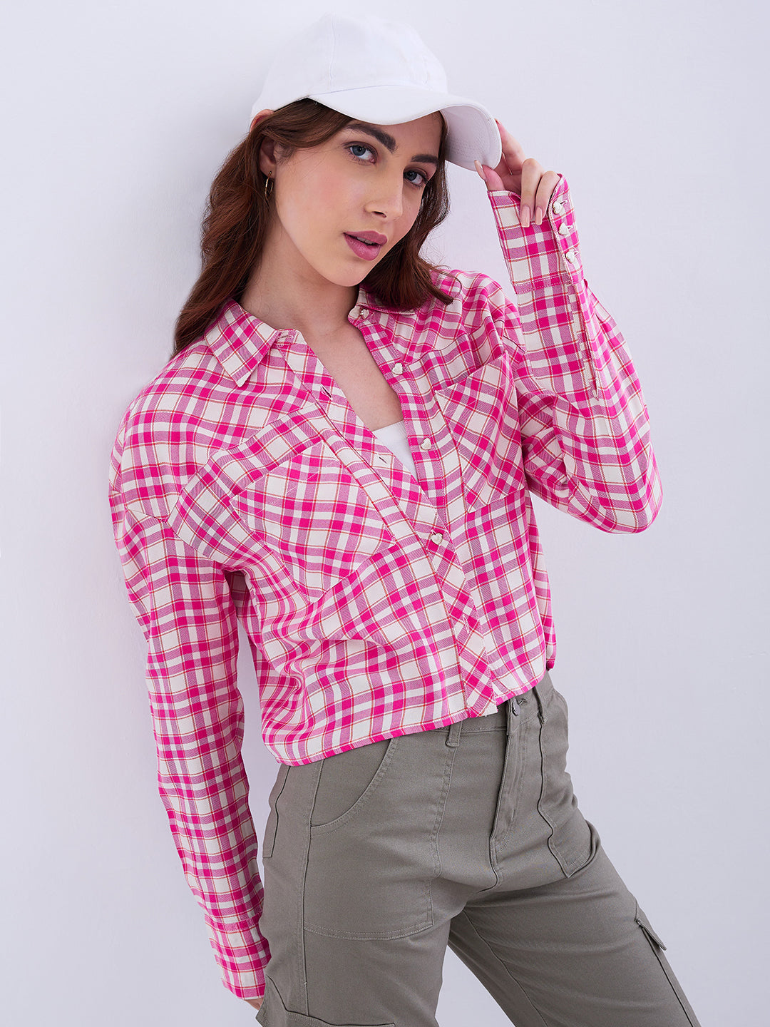 Spykar Luminous Pink Loose Fit Casual Shirts For Women