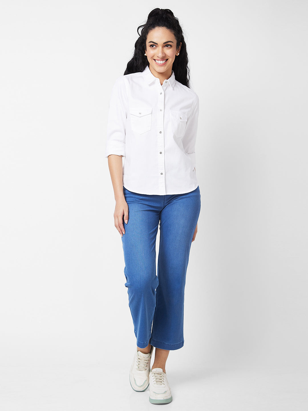 Spykar Ecru Indigo Shirt For Women